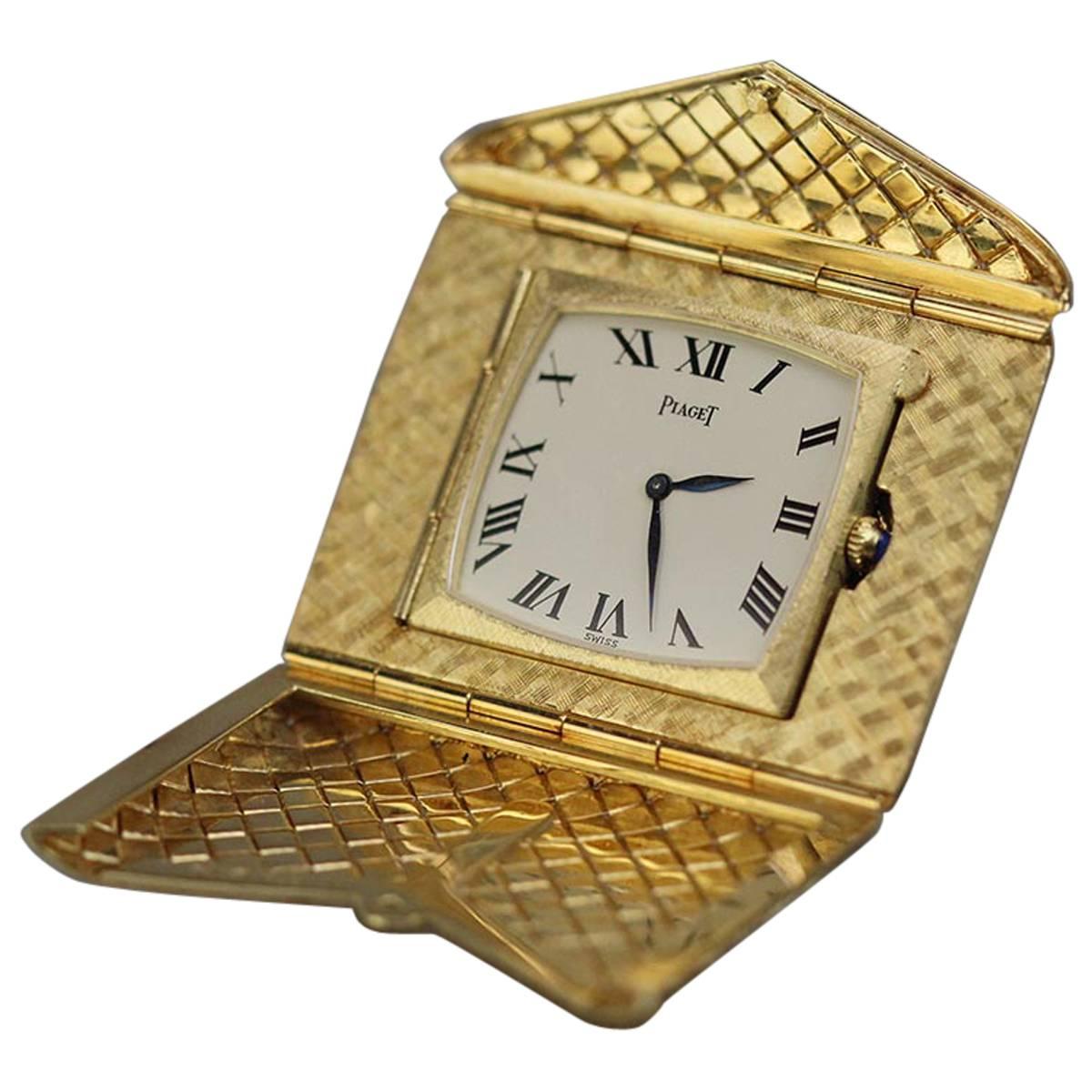 Piaget Yellow Gold Woven Envelope Travel Clock