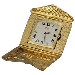 Piaget Yellow Gold Woven Envelope Travel Clock 7