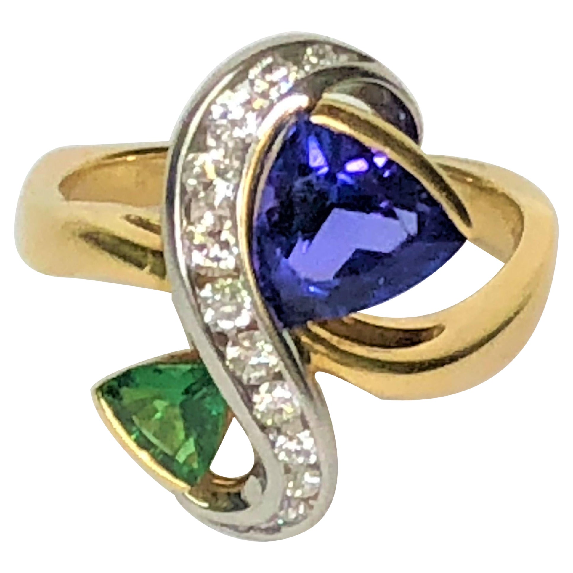 Richard Krementz 1.95ct Tanzanite Tsavorite Diamond Ring For Sale