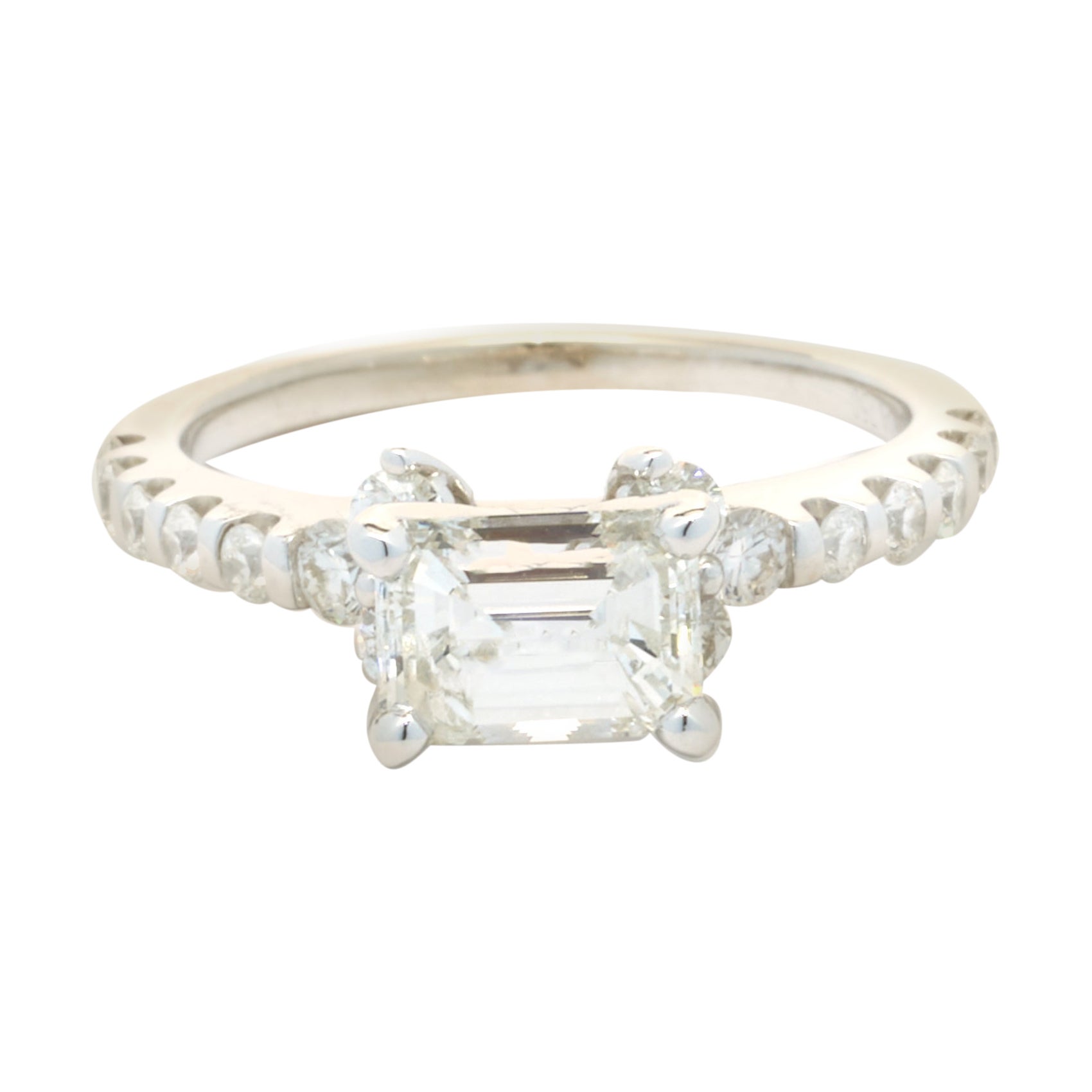 18 Karat White Gold 1.01ct Emerald Cut Diamond Engagement Ring