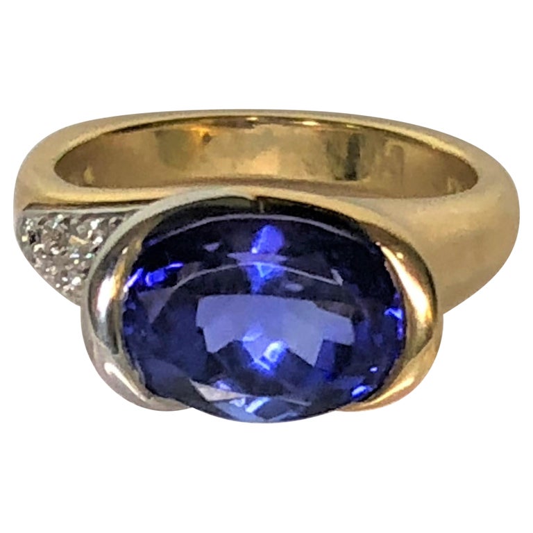 Richard Krementz 4.8 Tanzanite Diamond Ring For Sale at 1stDibs