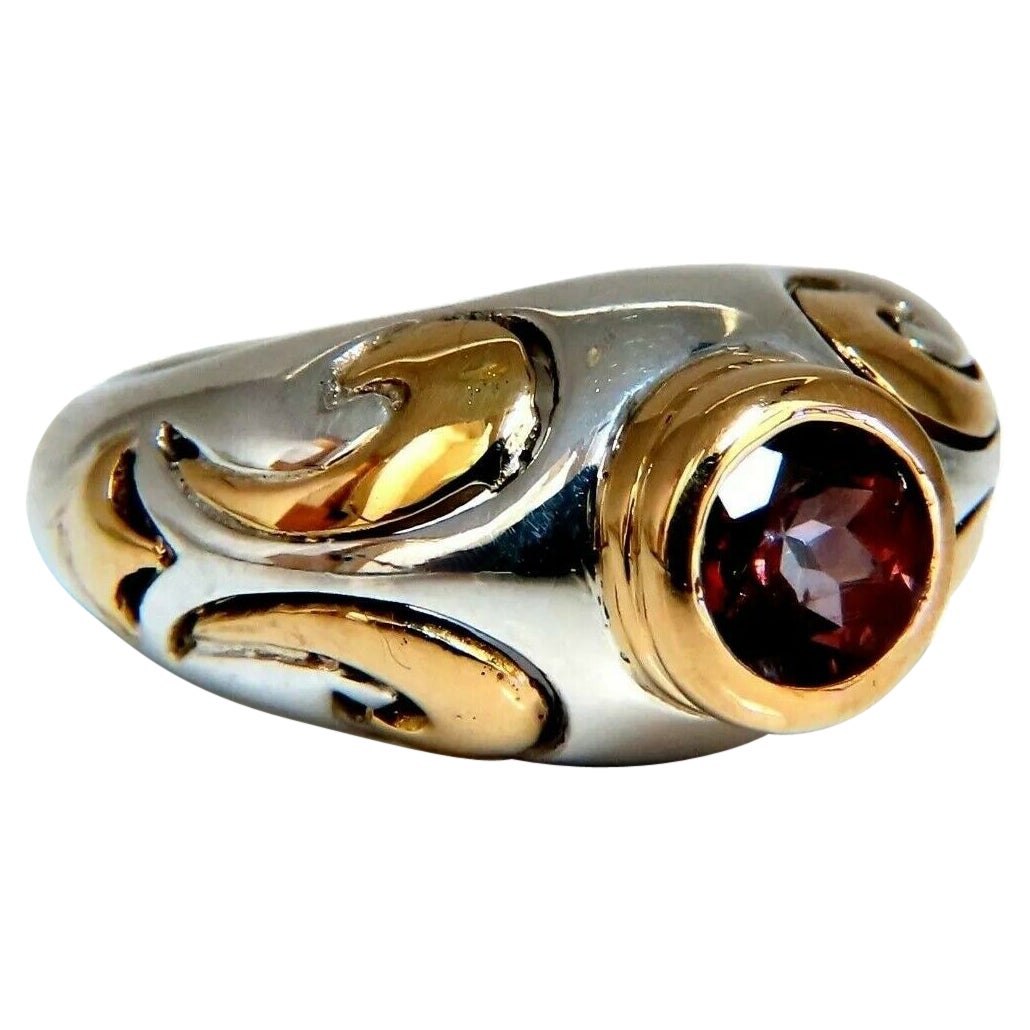 Cabochon Garnet White Gold Plated 925 Sterling Silver Rope Solitaire R 信頼