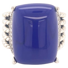 David Yurman Estate Silver Lapis Lazuli Diamond Ring 12.4 Grams