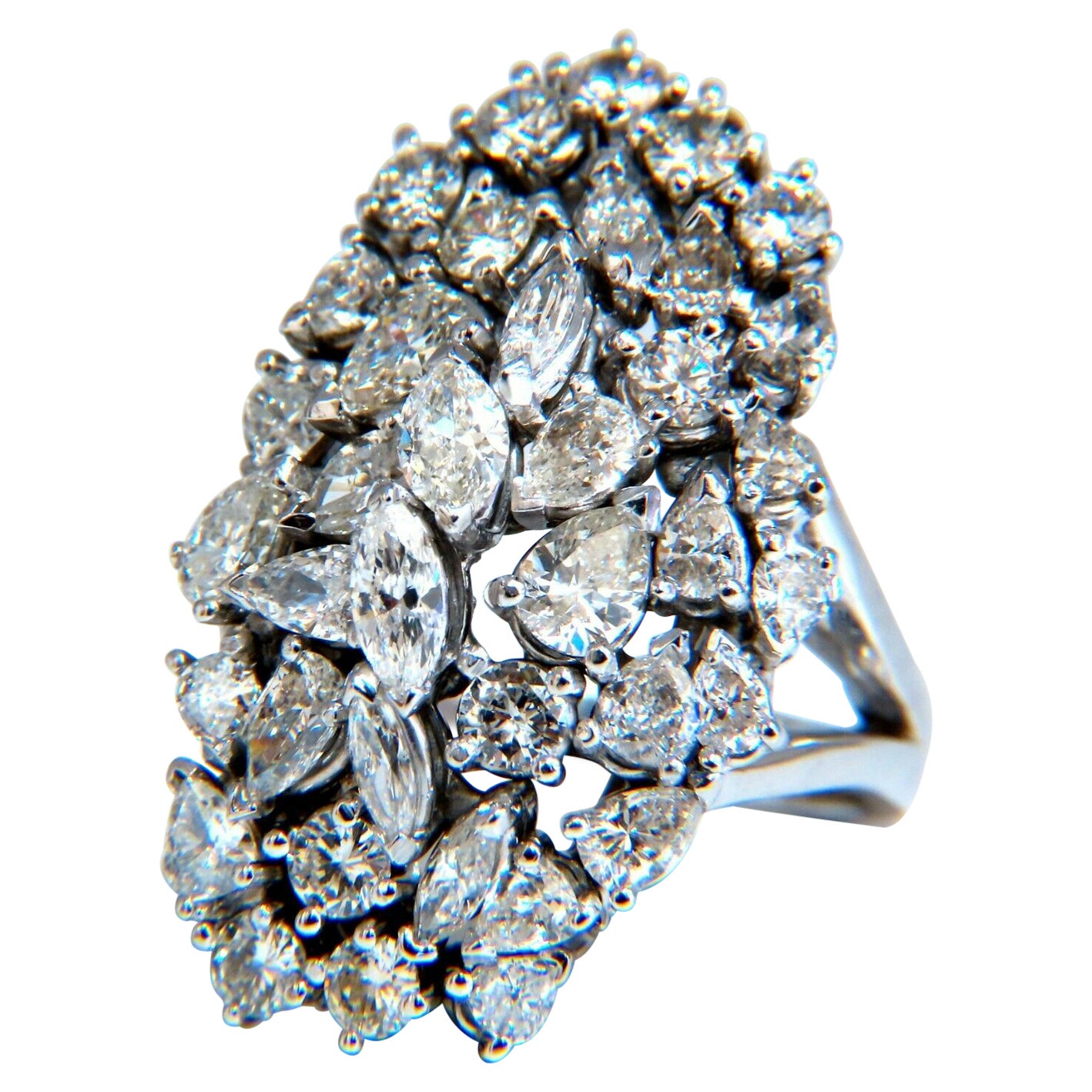 6ct Multi-Shaped Natural Diamonds Cocktail Cluster Dome Ring 14kt For Sale