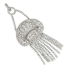 Retro Platinum and Diamond 13.05Ct. Chatelaine Pendant Necklace