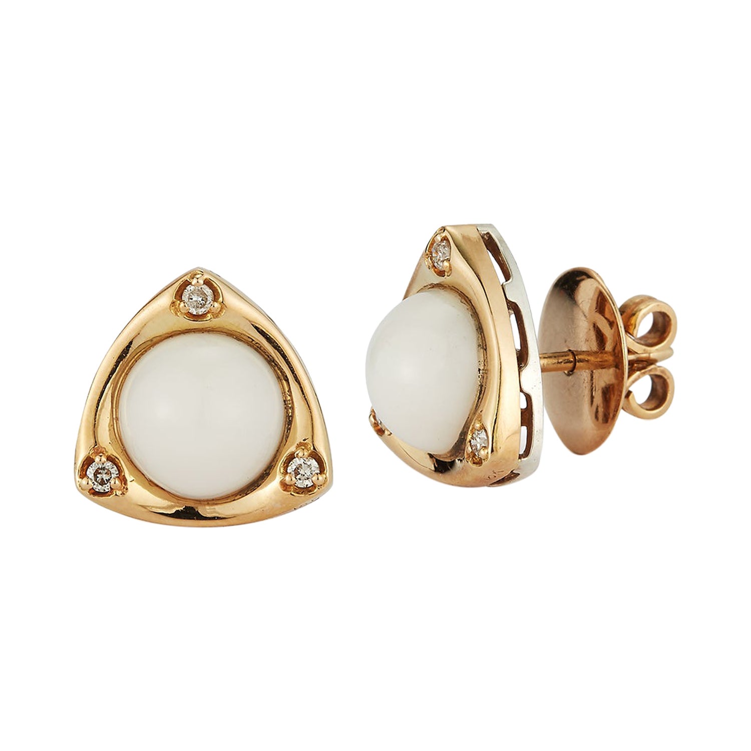 Parulina White Coral Earrings in 18K Yellow Gold For Sale