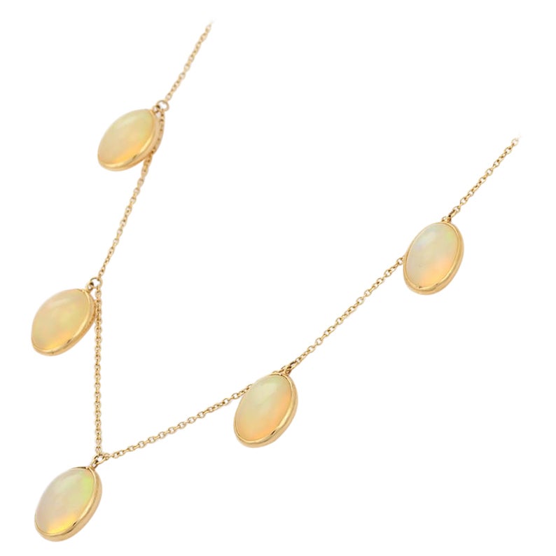 Collier d'opale en or jaune massif 18kt en vente