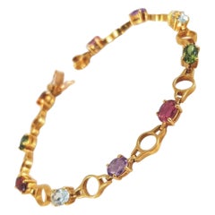 18ct Yellow Gold Multi Colour Bracelet