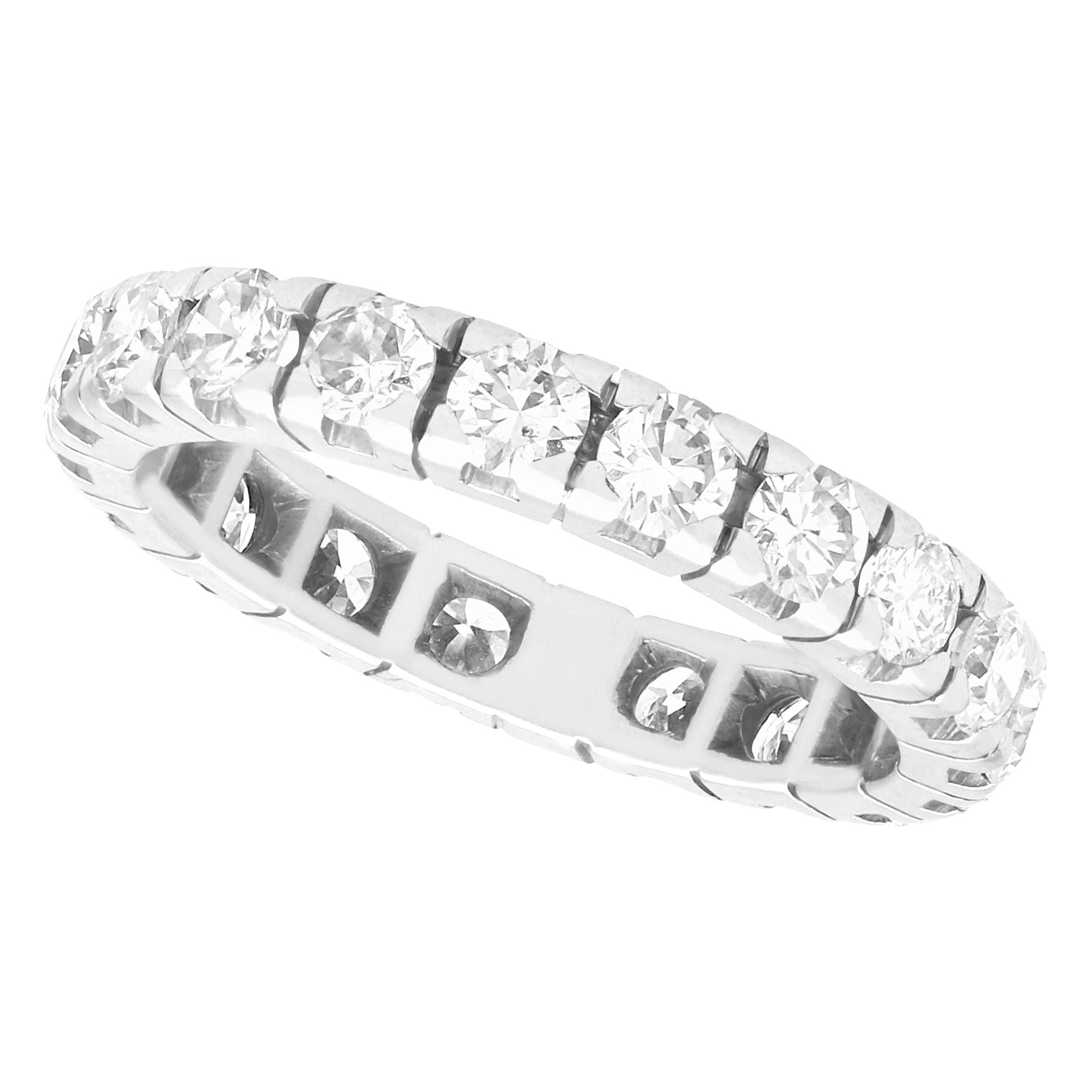 Vintage French 1.62Ct Diamond and White Gold Eternity Ring For Sale