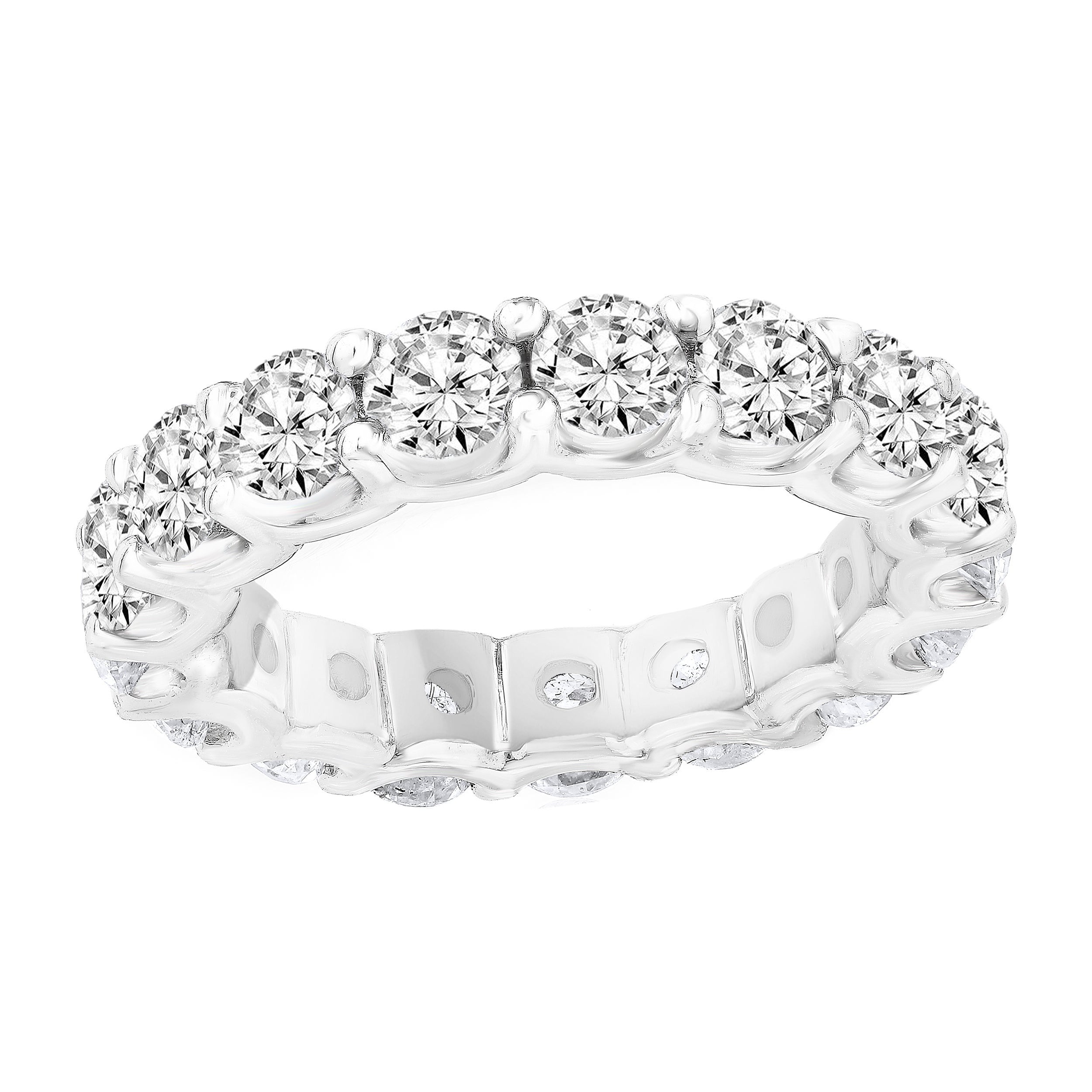 4.01 Carat Diamond Eternity Wedding Ring in 14k White Gold For Sale