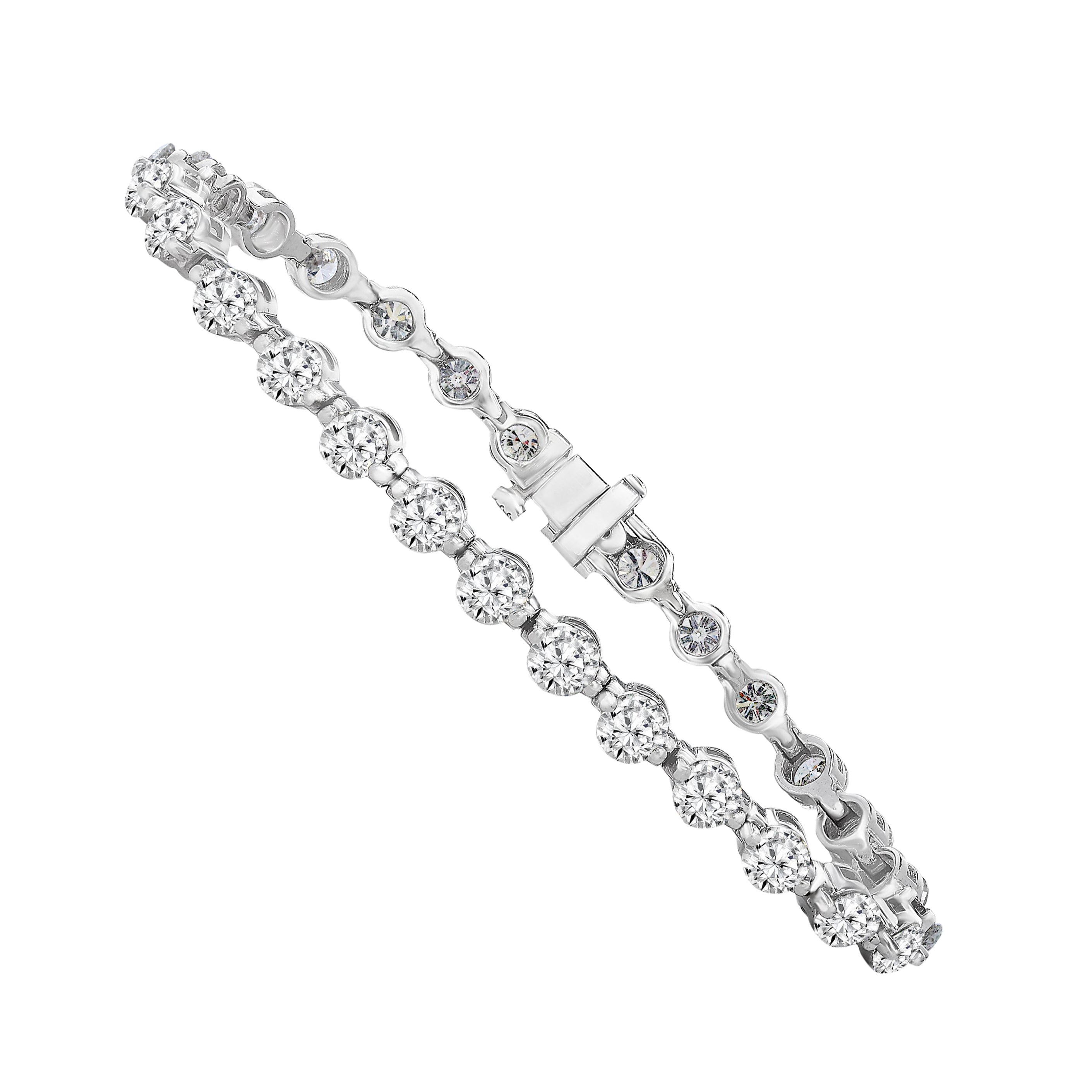 Bracelet tennis en or blanc 14 carats avec diamants de 10,01 carats