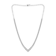 13,03 Karat Diamant-Tennis-Halskette aus 14k Weißgold
