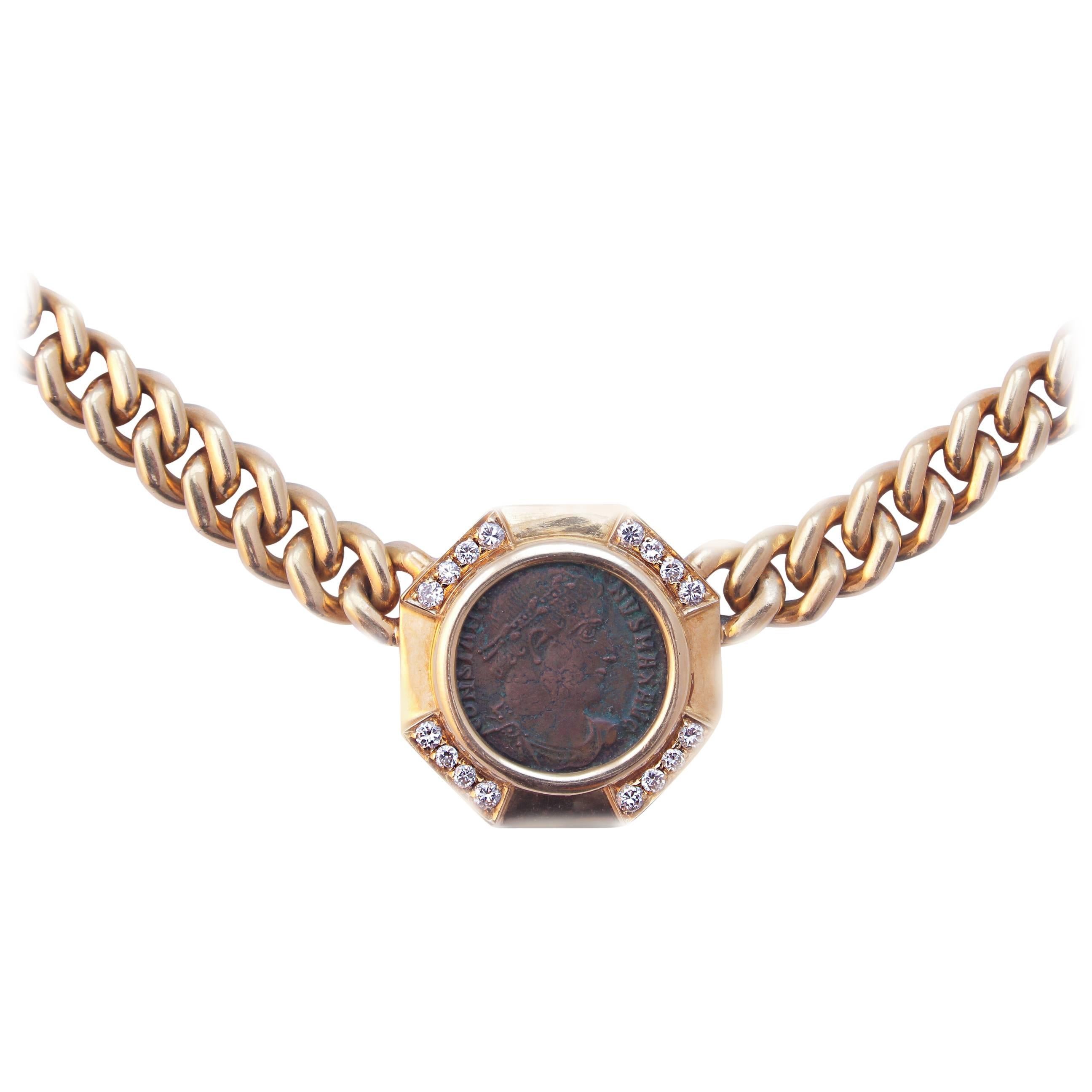 Bulgari Ancient Coin Gold Monete Necklace 