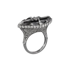Marquise Cut Black Diamond Solitaire Ring in 18K White Gold