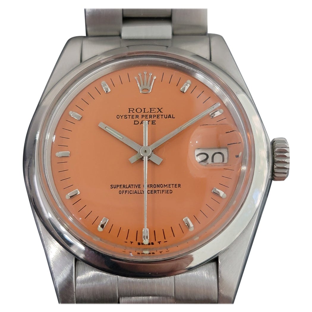 Mens Rolex Oyster Perpetual Date 1500 1970s Orange Dial Automatic RA175