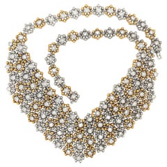 Retro Damiani 18KT Yellow and White Gold Bib Necklace with 4.92Ct. Diamond 