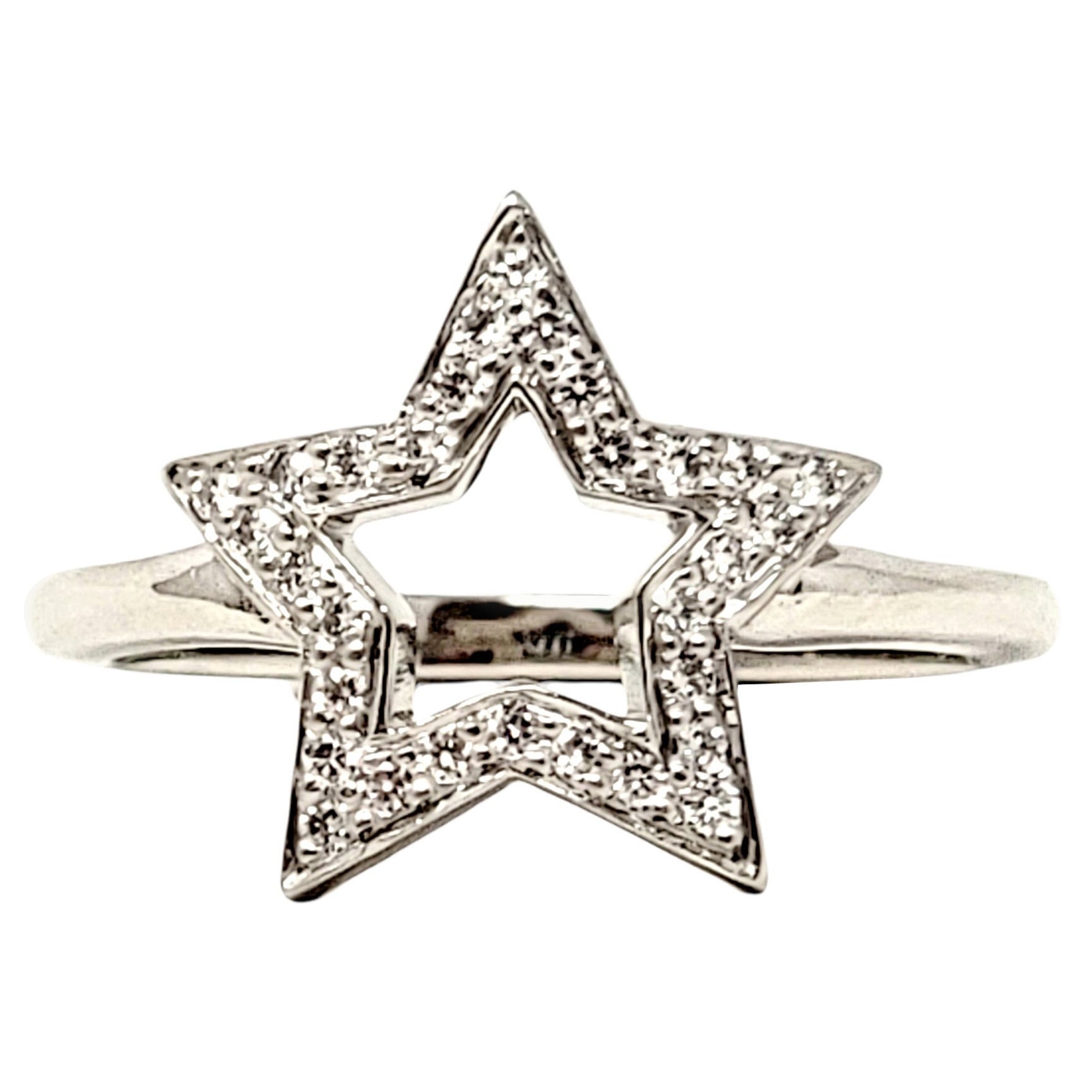 Tiffany & Co. Round Brilliant Pave Diamond Star Symbol Band Ring in Platinum For Sale
