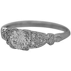 Antique .73 Carat Diamond Platinum Engagement Ring