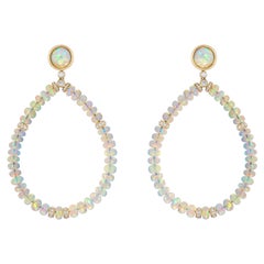 Goshwara Opal Beads with Diamond Rondels Long Earrings