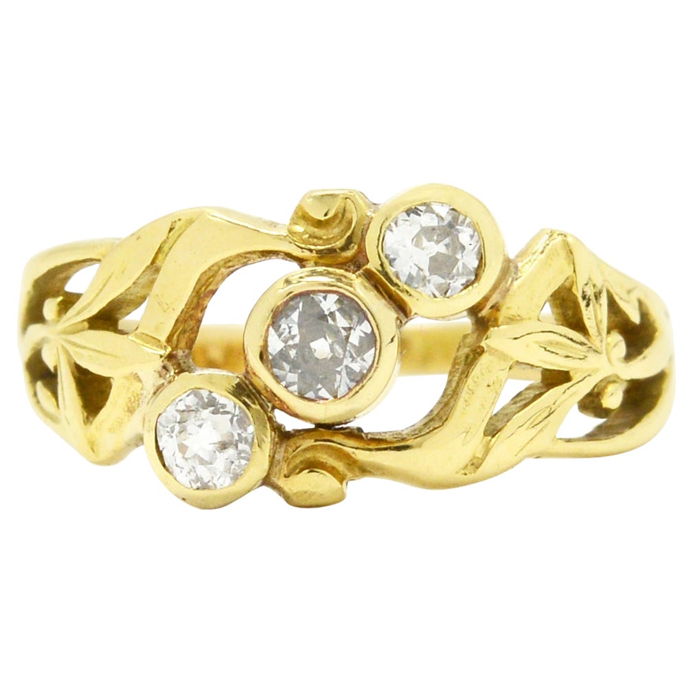 Antique Victorian Diamond 3 Stone Engagement Ring Wedding Band