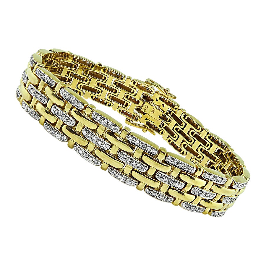 2.70ct Diamond Two Tone Gold Panthere Style Bracelet For Sale