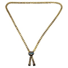 10 Karat Yellow Gold and Turquoise Necklace