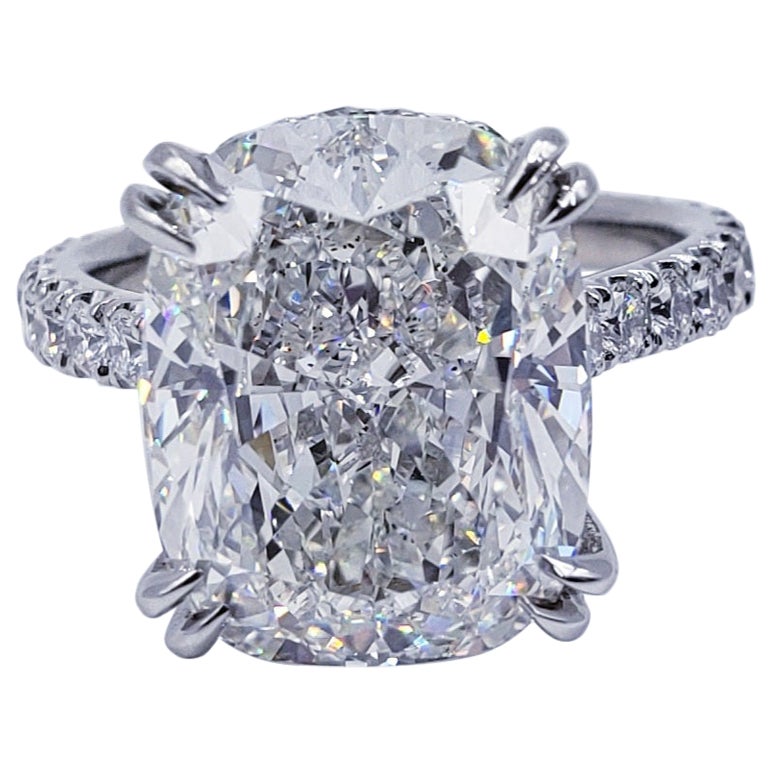 David Rosenberg 8.72 Carat Cushion Cut H VS2 GIA Diamond Engagement Ring