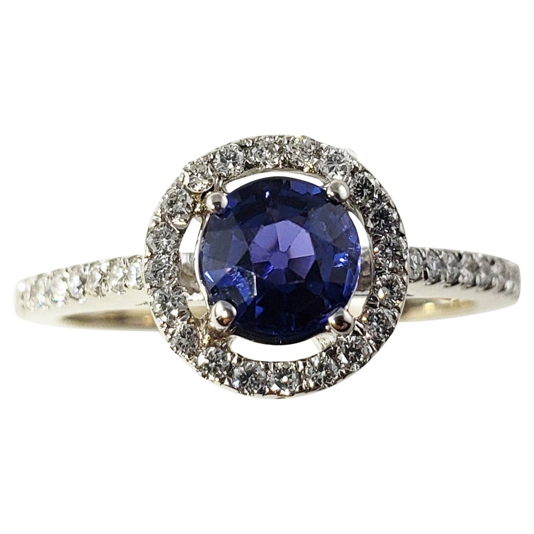18 Karat White Gold Sapphire and Diamond Ring  For Sale