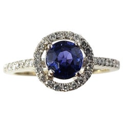 Vintage 18 Karat White Gold Sapphire and Diamond Ring 