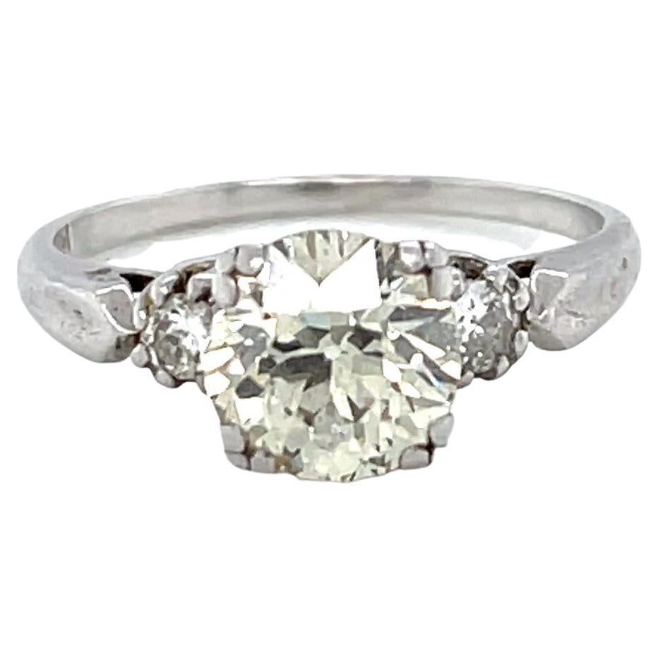 Retro 1.26 Carat Old European Cut Diamond Platinum Engagement Ring