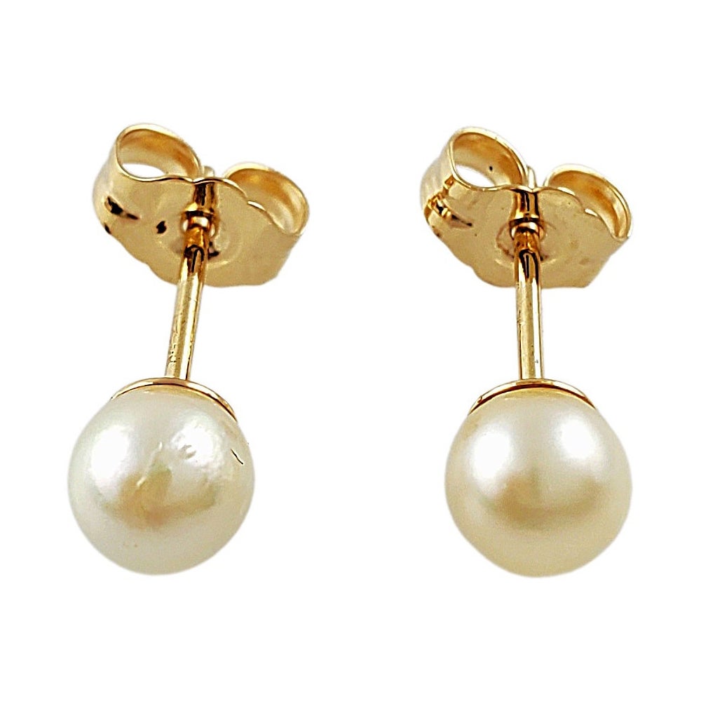 New 14K Solid Gold Cultured White Pearl Chandelier Earrings