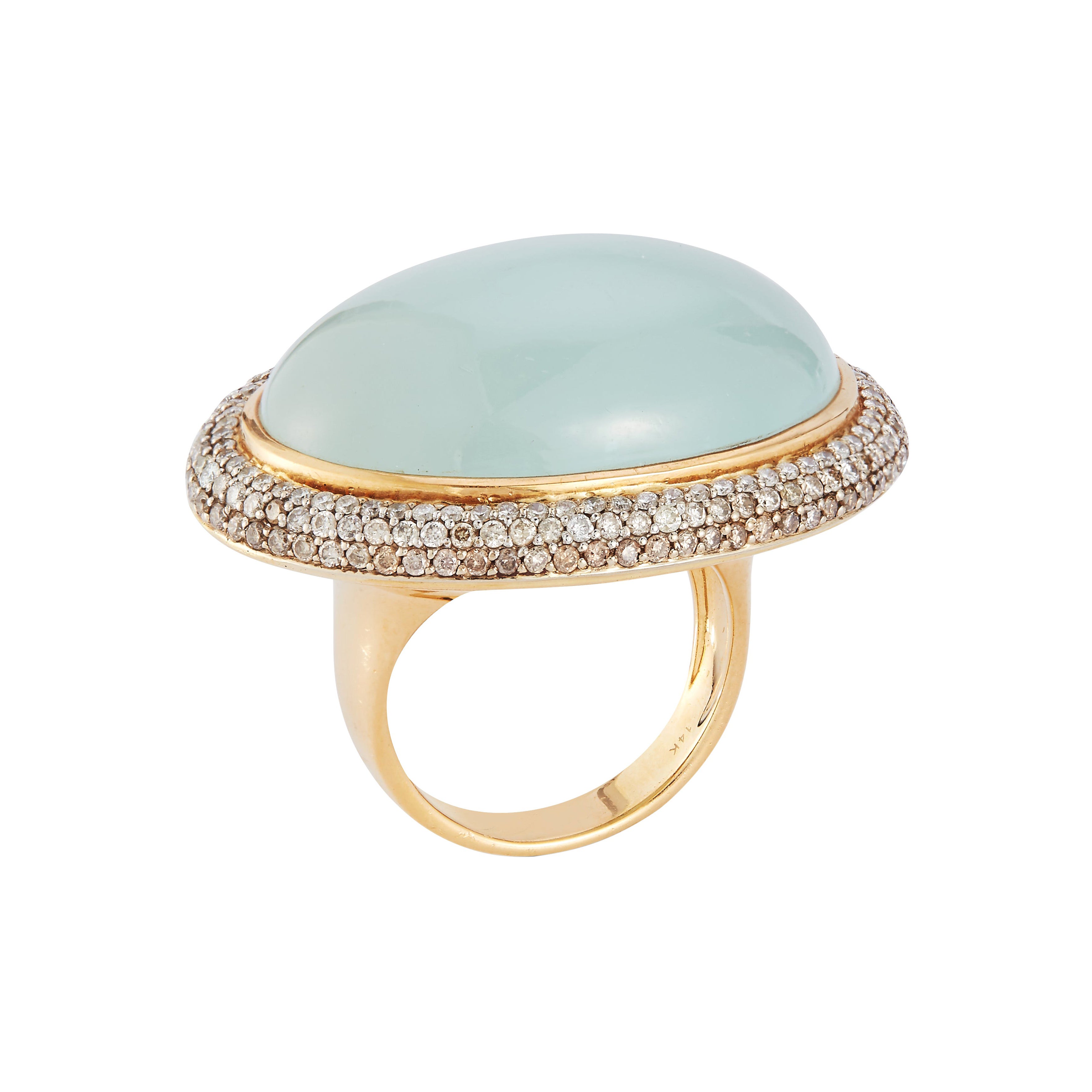 Parulina Aquamarine and Diamond Ring in 18K Yellow Gold For Sale