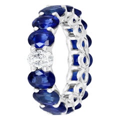 Oval Sapphire and Diamond Eternity Band Ring
