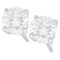 Retro 1.41 Carat Diamond and Platinum Stud Earrings