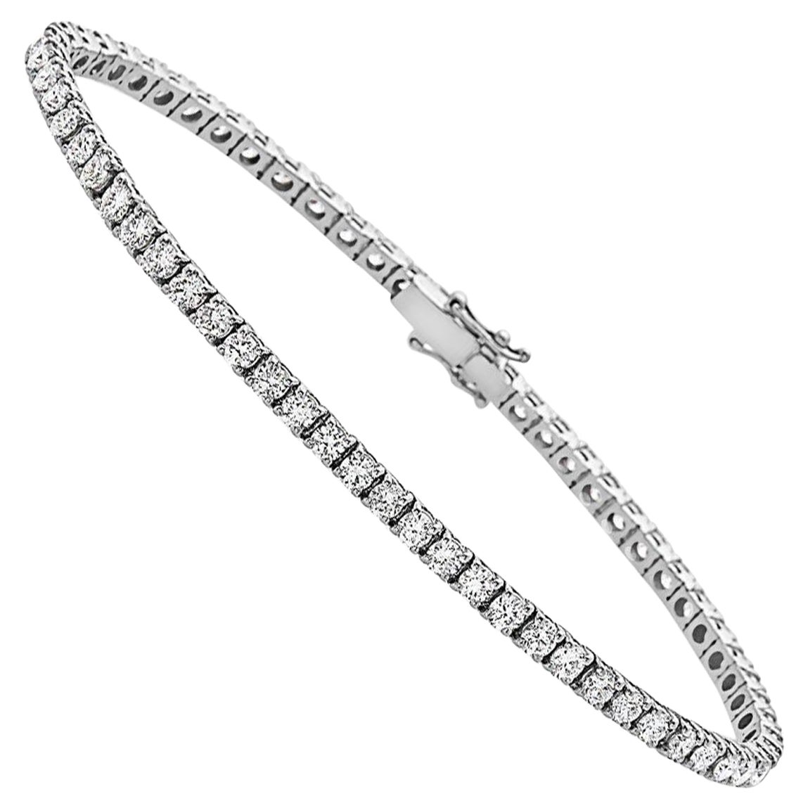 Bracelet tennis Capucelli à 4 griffes en or 14 carats avec diamants naturels de 3,30 carats poids total