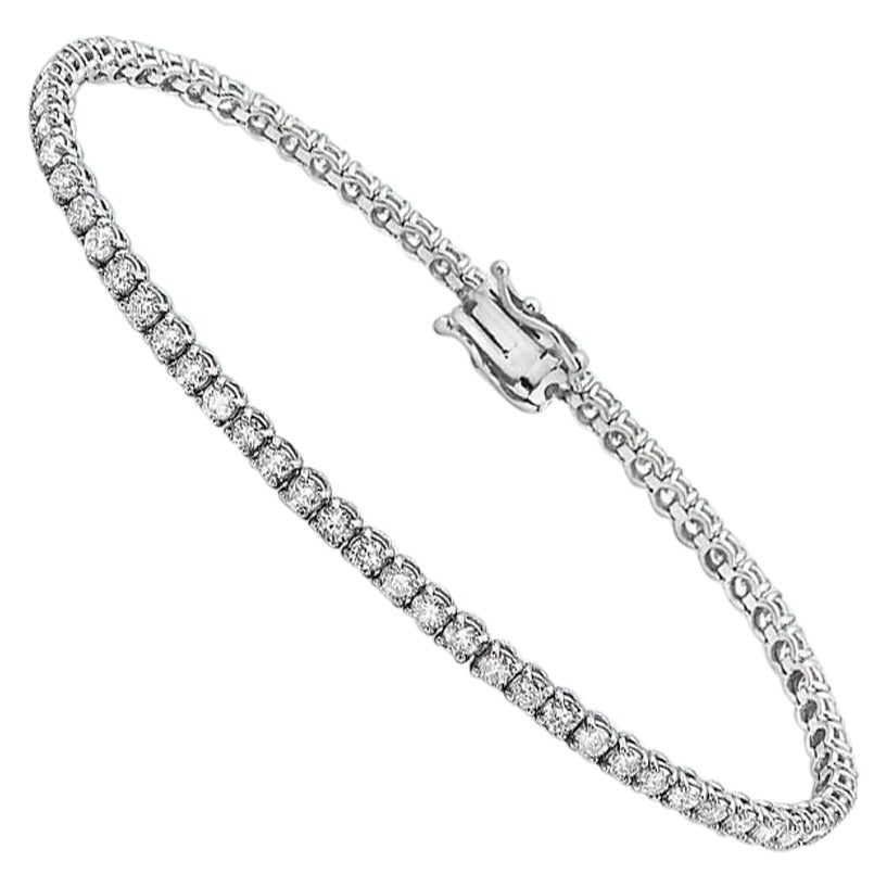 Capucelli Bracelet tennis à 4 griffes en or 14 carats avec diamants naturels de 4,00 carats poids total en vente