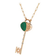 Hestia Necklace in Rose Gold with Malachite and White Diamond
