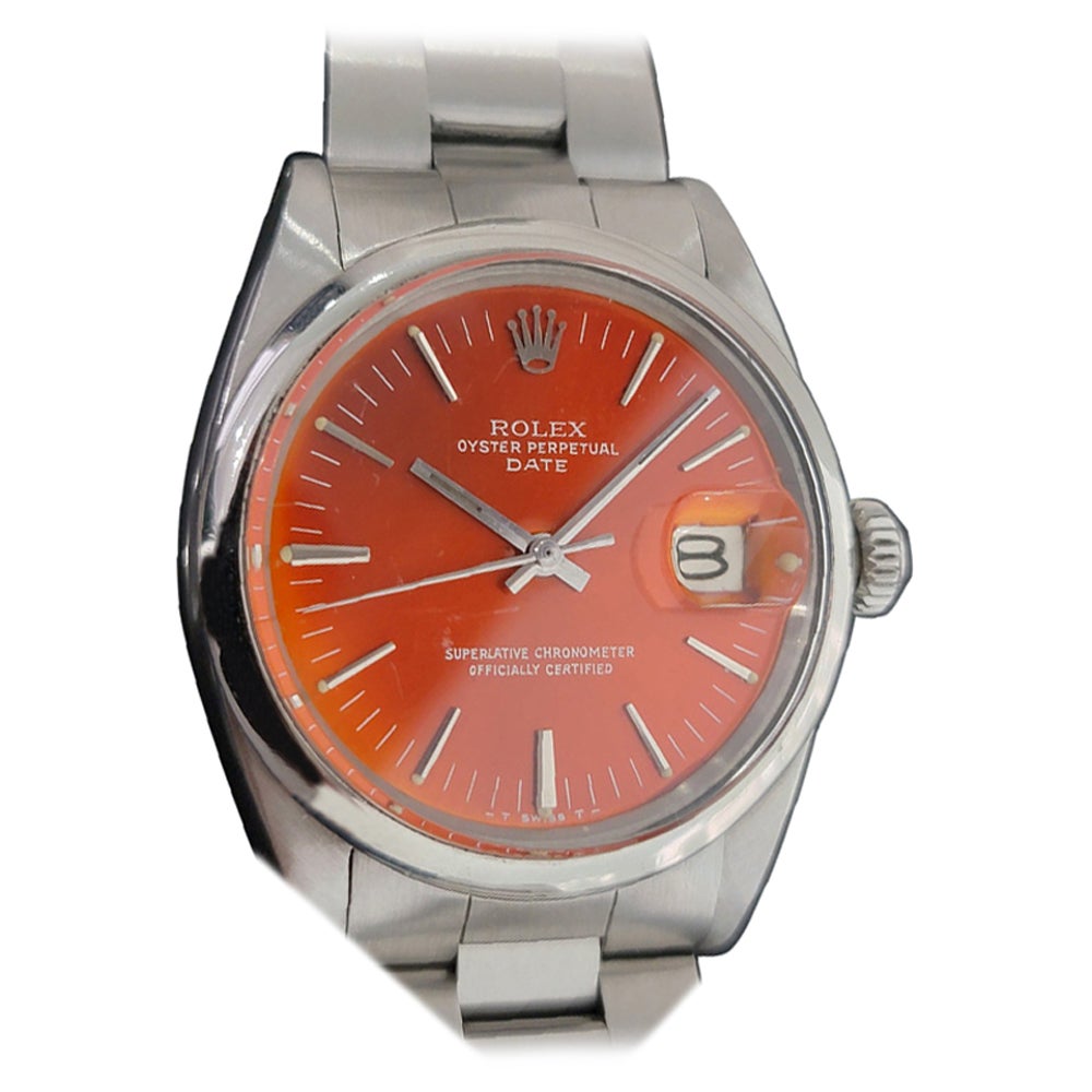 Mens Rolex Oyster Perpetual Date 1500 Automatic 1960s Custom Orange RA176