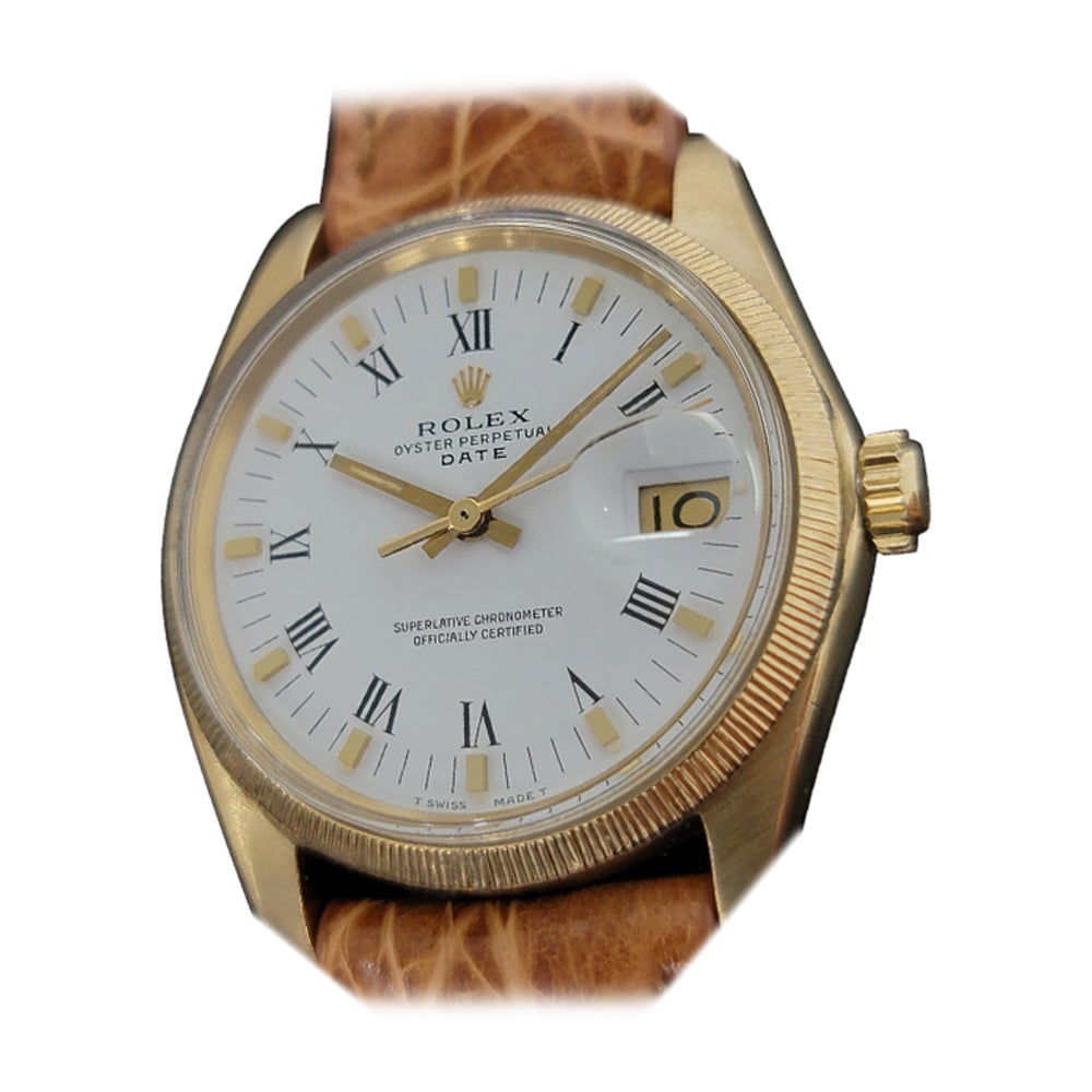 Mens Rolex Oyster Perpetual Date 1507 18k Solid Gold Automatic 1960s RA218