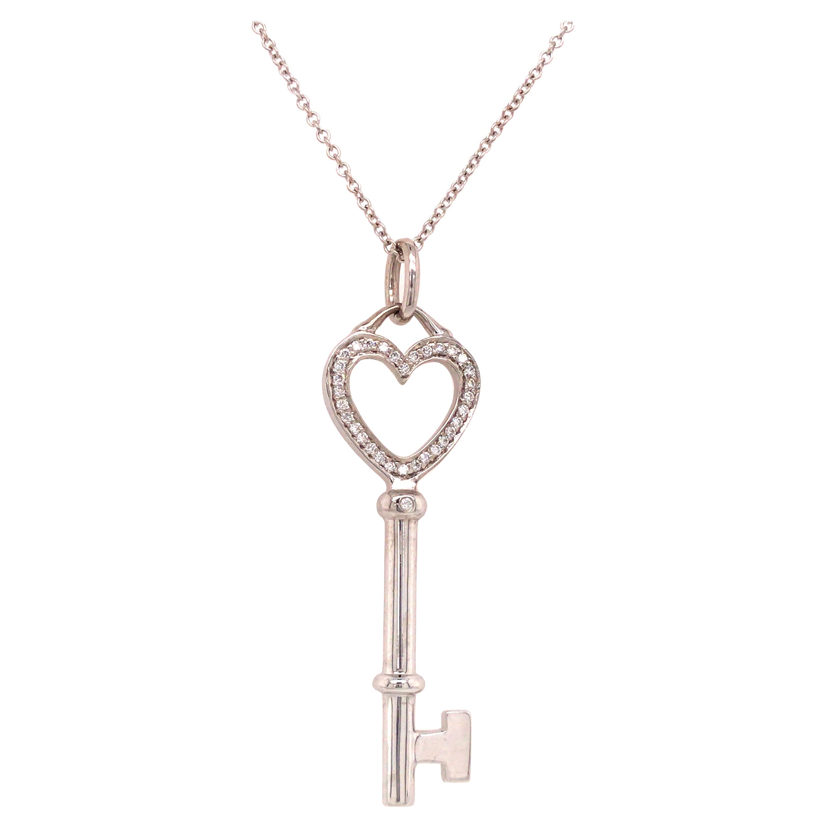 Louis Vuitton 18k White Gold Diamond Lock and Keys Pendant Necklace at  1stDibs