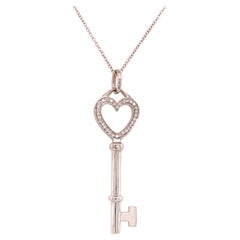 Tiffany & Co. Diamond Heart Key Pendant in 18K White Gold
