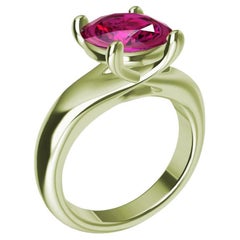 18 Karat Green Gold 3.63 Carat Pink Sapphire Teardrop Ring
