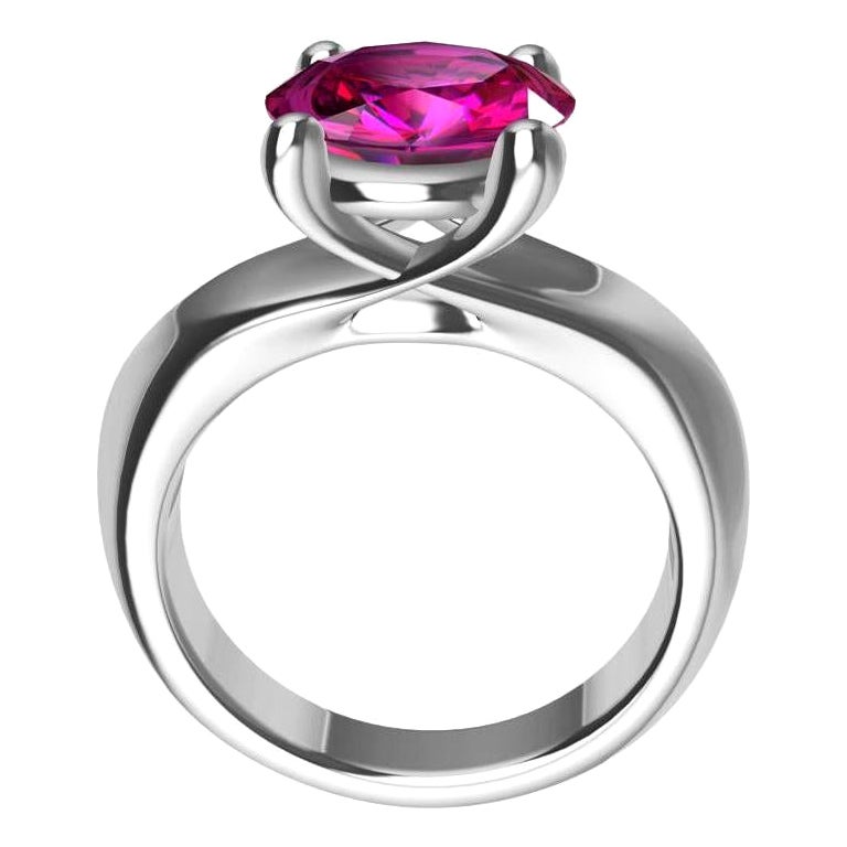 For Sale:  Platinum 3.63 Carat Pink Sapphire Teardrop Ring