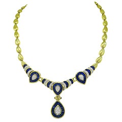 4.80ct Sapphire 0.75ct Diamond Gold Necklace