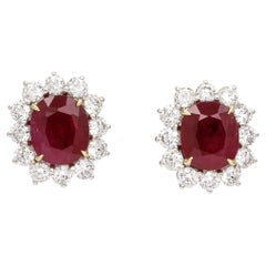 Boucles d'oreilles rubis et diamants