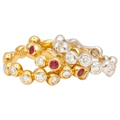 Ruby and Diamond Stacking Bands Set