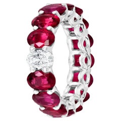 Oval Ruby and Diamond Eternity Band Ring