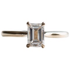 Bague de fiançailles en or 14K GIA 1 carat diamant taille émeraude