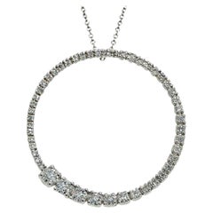Collier à pendentif cercle en diamant naturel de 1,52 carat en or blanc 14K