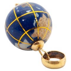 Italian 18K Gold Enameled Globe Charm Pendant